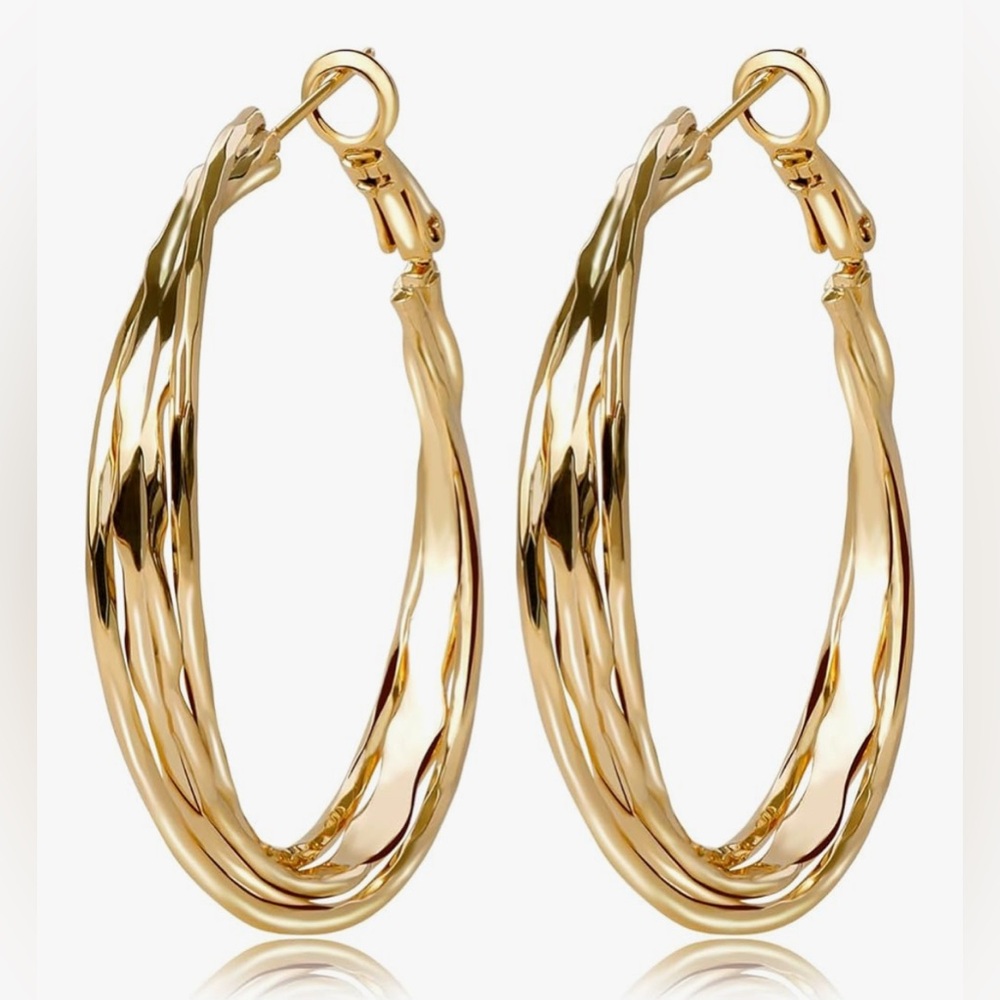 Gorgeous Dillards 18kt Gold Vermeil Multi Twist Hoop Earrings